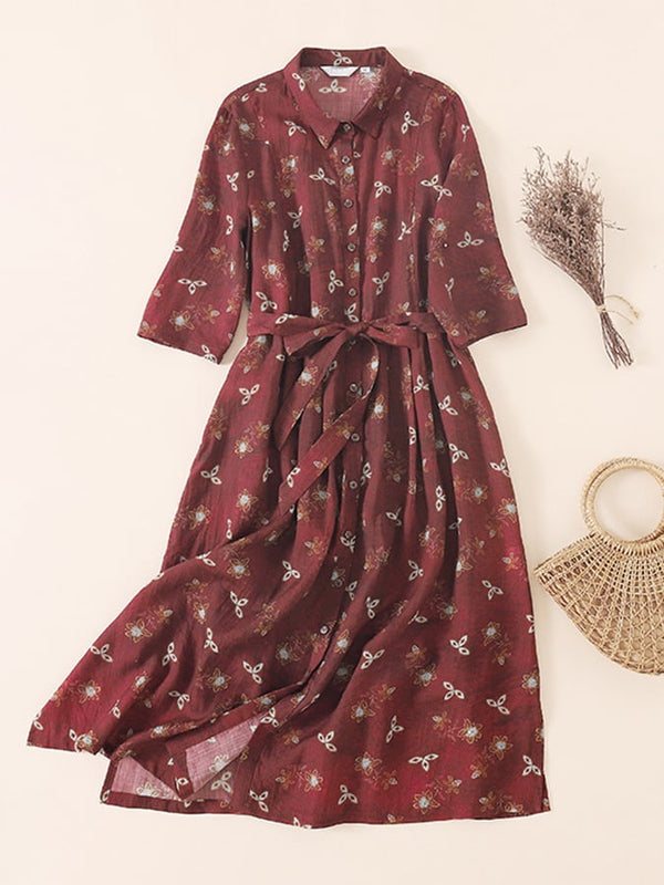 Cotton And Linen French Floral Dress