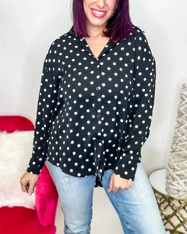 Women's Classic Button Up Polka Dot Blouse (Buy 2 Free Shipping)