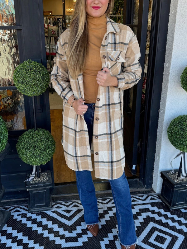 Women's Long Plaid Flannel Shirt Jacket (Buy 2 Free Shipping)